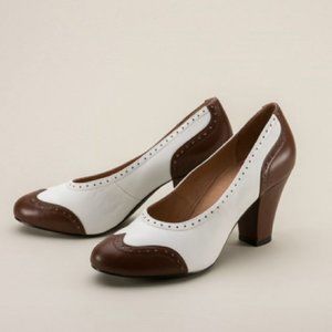 FSJ Chunky Heels Vintage Retro Round Toe Pumps